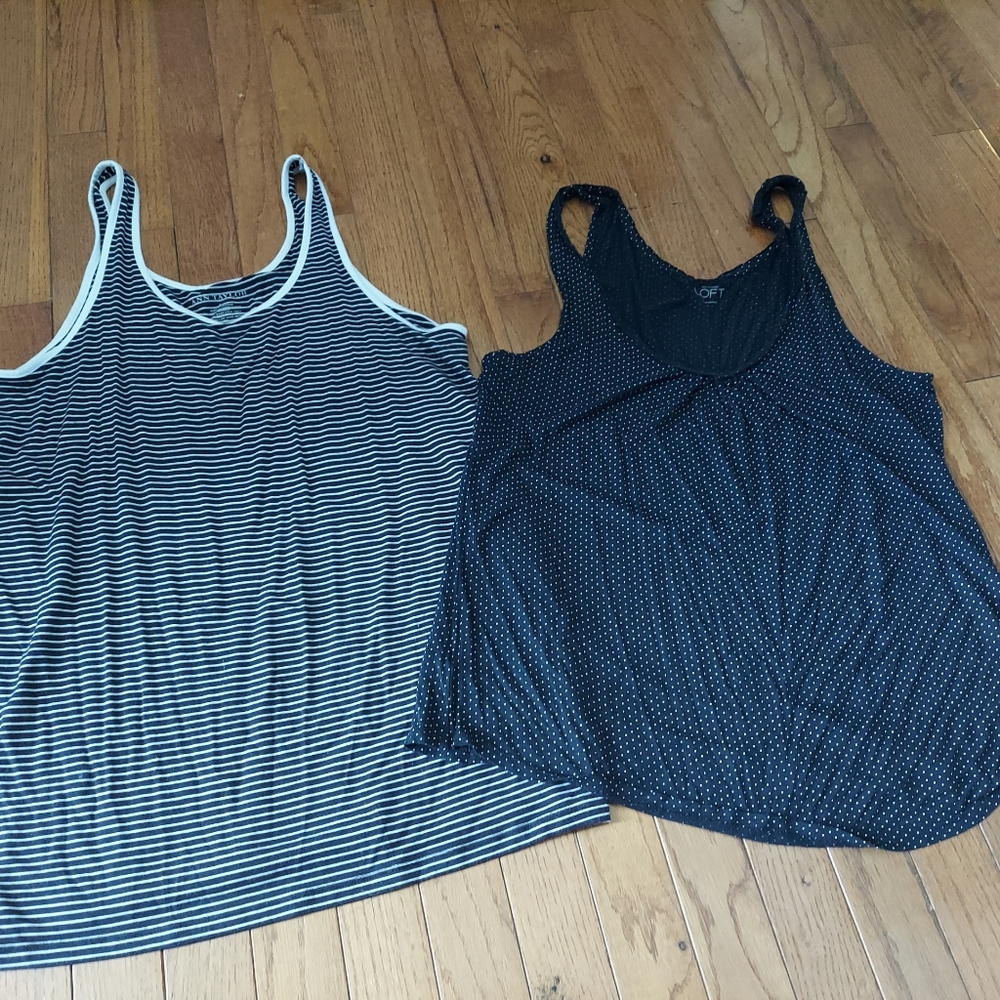 Ann Taylor Tank Top lot navy stripe dot Size Large